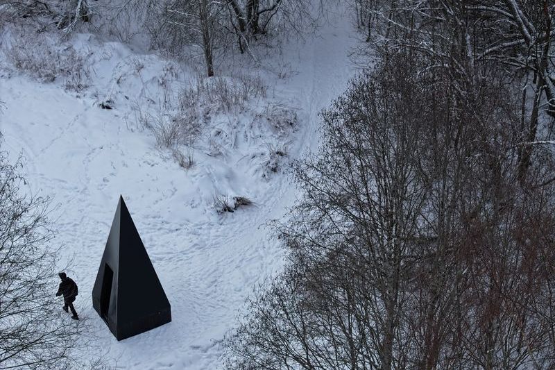 The Klumpen off-grid utility core, a teepee-shaped solar-powered dwelling designed by Swedish architecture duo Himmelfahrtskommando